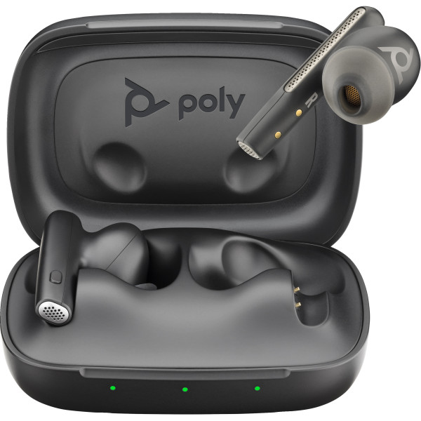 POLY Słuchawki douszne Voyager Free 60 UC w kolorze czarnym + adapter USB-C BT700 + podstawowe etui z ładowarką POLY Słuchawki douszne Voyager Free 60 UC w kolorze czarnym + adapter USB-C BT700 + podstawowe etui z ładowarką