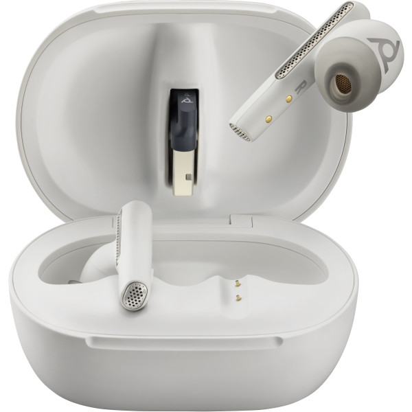 POLY Słuchawki douszne Voyager Free 60+ UC w kolorze białego piasku + adapter USB-A BT700 + etui z ładowarką i ekranem dotykowym POLY Słuchawki douszne Voyager Free 60+ UC w kolorze białego piasku + adapter USB-A BT700 + etui z ładowarką i ekranem dotykowym