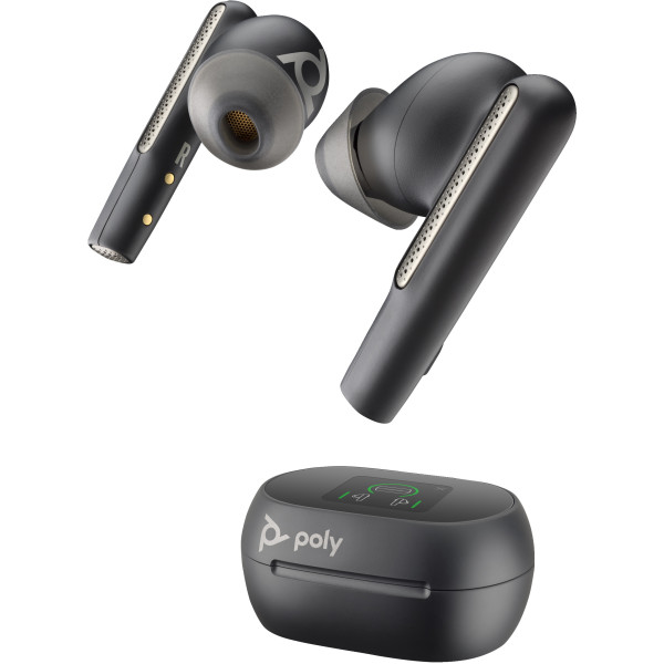 POLY Słuchawki douszne Voyager Free 60+ UC w kolorze głębokiej czerni + adapter USB-A BT700 + etui z ładowarką i ekranem POLY Słuchawki douszne Voyager Free 60+ UC w kolorze głębokiej czerni + adapter USB-A BT700 + etui z ładowarką i ekranem