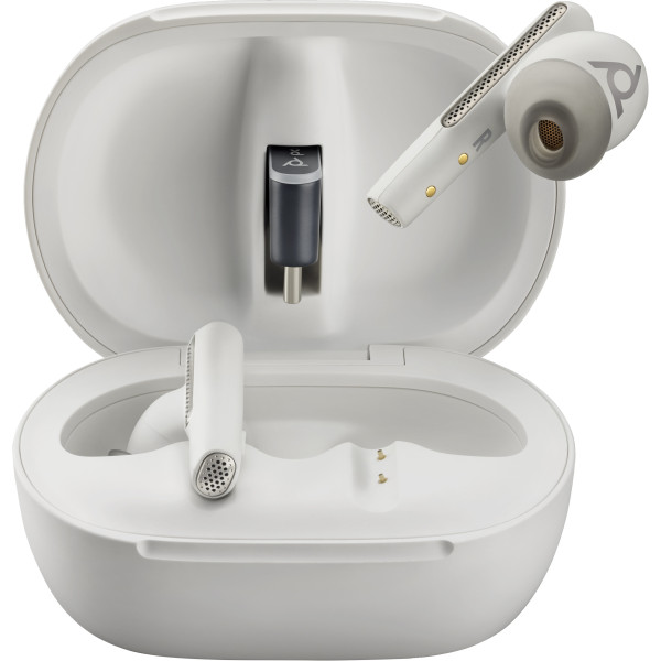 POLY Słuchawki douszne Voyager Free 60+ UC w kolorze białego piasku + adapter USB-C BT700 + etui z ładowarką i ekranem dotykowym POLY Słuchawki douszne Voyager Free 60+ UC w kolorze białego piasku + adapter USB-C BT700 + etui z ładowarką i ekranem dotykowym
