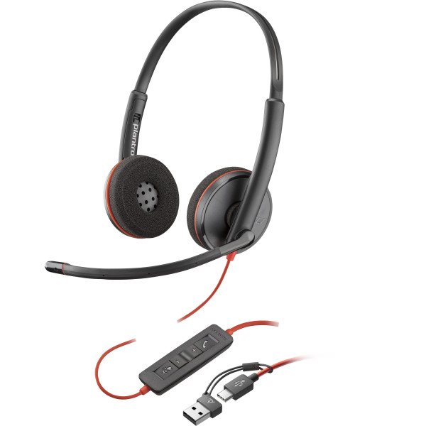 POLY Zestaw słuchawkowy Blackwire 3220 Stereo USB-C + przejściówka USB-C A POLY Zestaw słuchawkowy Blackwire 3220 Stereo USB-C + przejściówka USB-C A