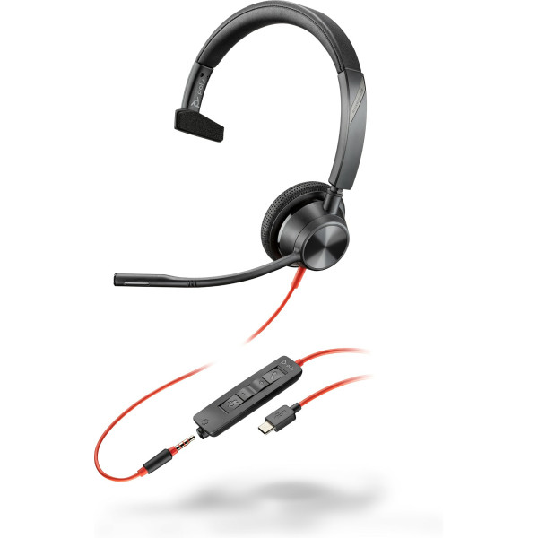 POLY Jednouszny zestaw słuchawkowy Blackwire 3315 USB-C + wtyczka 3,5 mm + przejściówka USB-C A POLY Jednouszny zestaw słuchawkowy Blackwire 3315 USB-C + wtyczka 3,5 mm + przejściówka USB-C A