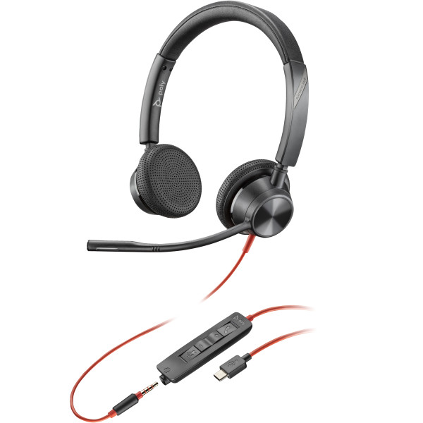 POLY Zestaw słuchawkowy Blackwire 3325 Stereo USB-C + wtyczka 3,5 mm + przejściówka USB-C A POLY Zestaw słuchawkowy Blackwire 3325 Stereo USB-C + wtyczka 3,5 mm + przejściówka USB-C A