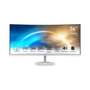 MSI Pro MP341CQWDE monitor komputerowy 86,4 cm (34") 3440 x 1440 px UltraWide Quad HD Biały