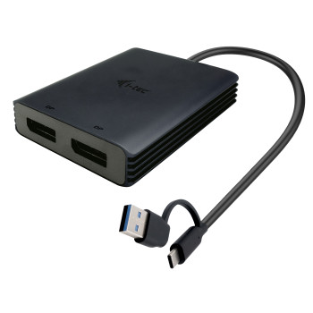 i-tec CADUAL4KDP adapter kablowy 0,27 m USB Type-A USB Type-C 2 x DisplayPort Czarny