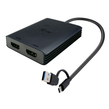 i-tec CADUAL4KHDMI adapter kablowy 0,27 m USB Type-A USB Type-C 2 x HDMI Czarny
