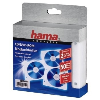 Hama CD-ROM DVD-ROM Ring Binder Sleeves 50 dysków Biały