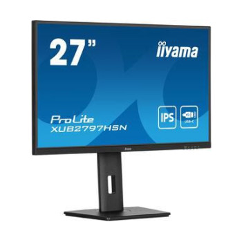iiyama 27" IPS technology panel with USB-C dock and RJ45 (LAN), DisplayPort output, 150mm height-adjustable stand