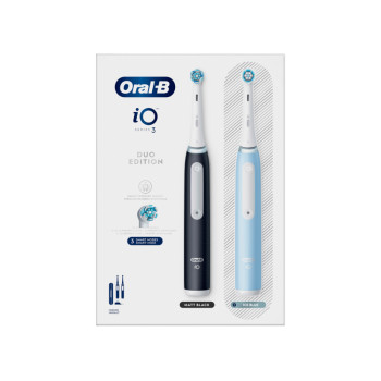 Oral-B iO Series 3 Electric Toothbrush Twin Pack Travel Case Black/Ice Blue