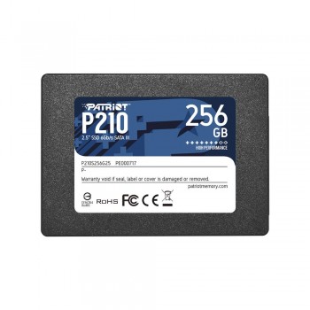 SSD PATRIOT P210 256GB SATA 3.0 Write speed 400 MBytes/sec Read speed 500 MBytes/sec 2,5" TBW 120 TB P210S256G25
