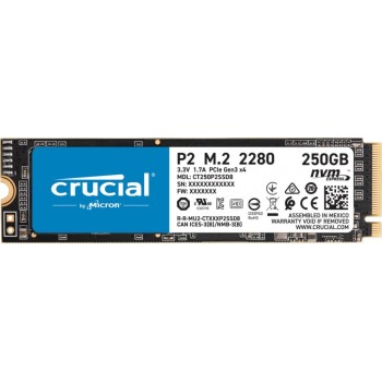 SSD CRUCIAL P2 250GB M.2 PCIE NVMe Write speed 1150 MBytes/sec Read speed 2100 MBytes/sec CT250P2SSD8