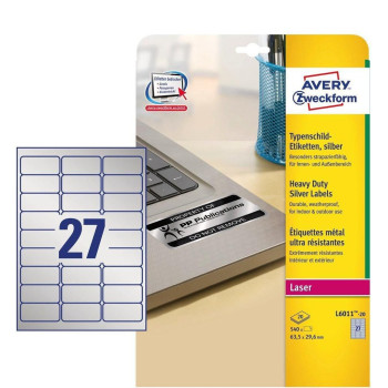 Avery Self-Adhesive Label Rounded Rectangle Permanent Silver 540 Pc(S)