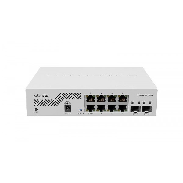 Switch MIKROTIK CSS610-8G-2S+IN Desktop/pedestal 8x10Base-T / 100Base-TX / 1000Base-T 2xSFP+ CSS610-8G-2S+IN Switch MIKROTIK CSS610-8G-2S+IN Desktop/pedestal 8x10Base-T / 100Base-TX / 1000Base-T 2xSFP+ CSS610-8G-2S+IN