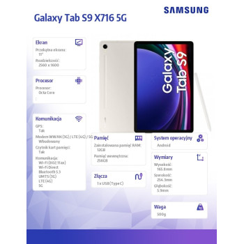 Tablet Galaxy Tab S9 X716 5G 11.0 cali 12/256GB Beżowy