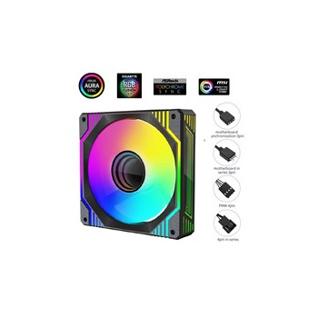 1stCOOL Ventilátor AURA EVO Mirror ARGB PWM, 120mm, černá