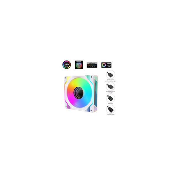1stCOOL Ventilátor AURA EVO Mirror ARGB PWM, 120mm, bílá 1stCOOL Ventilátor AURA EVO Mirror ARGB PWM, 120mm, bílá