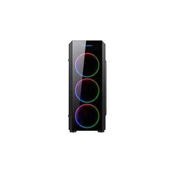 VeinX case Mars MAR01A Mid Tower, bez zdroje, 3xUSB, průhledná bočnice, 4xARGB Fan 120mm, černá