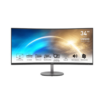 MSI PRO MP341CQDE monitor komputerowy 86,4 cm (34") 3440 x 1440 px UltraWide Quad HD Czarny