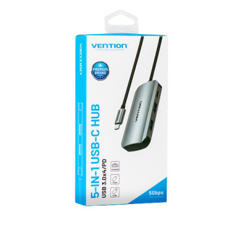 Vention TNBHB huby i koncentratory USB Type-C 5000 Mbit s Szary