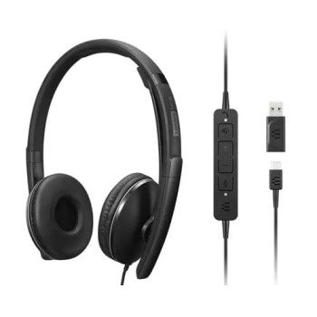 Lenovo 4XD1M45627 słuchawki zestaw słuchawkowy Przewodowa Opaska na głowę USB Type-C Czarny