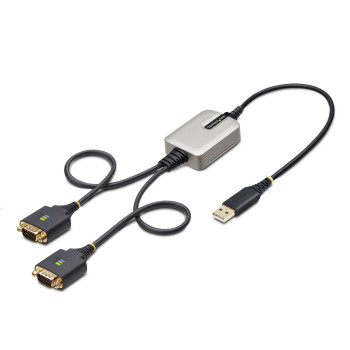 StarTech.com 2P1FFC-USB-SERIAL zmieniacz płci   kabli USB-A 2 x DB-9 RS-232 Czarny, Szary