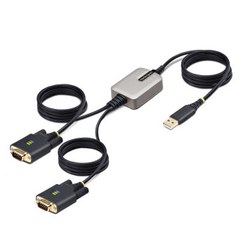 StarTech.com 2P6FFC-USB-SERIAL zmieniacz płci   kabli USB-A 2 x DB-9 RS-232 Czarny, Szary