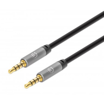 Manhattan 356008 kabel audio 3 m 3.5mm Czarny, Srebrny