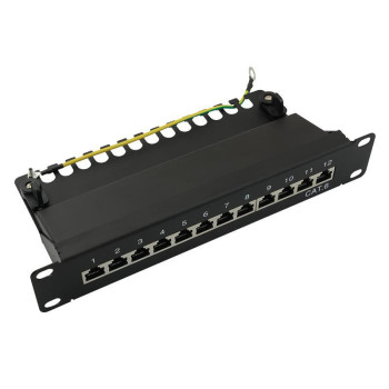LogiLink Patchpanel 12-Port RJ45 10" Cat6 geschirmt black