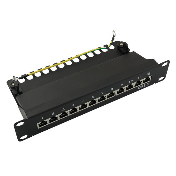 LogiLink Patchpanel 12-Port RJ45 10" Cat6 geschirmt black LogiLink Patchpanel 12-Port RJ45 10" Cat6 geschirmt black