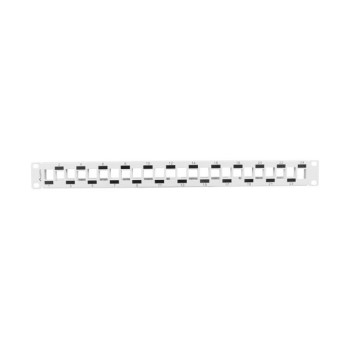 Patch panel pusty Lanberg PPKS-1224-S 24 port 1U 19" naprzemienny z organizerem do modułów keystone szary