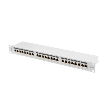 Patch panel Lanberg 24 port 1U kat.6A ekranowany szary