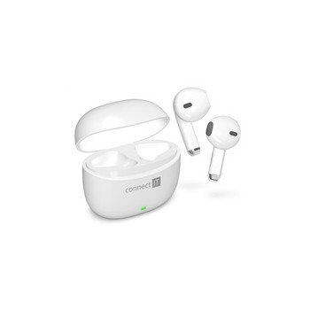 CONNECT IT Sluchátka True Wireless SonicBass, špunty do uší s mikrofonem, Bluetooth, bílá