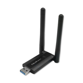 Karta sieciowa Qoltec Bezprzewodowy Adapter USB DUAL WiFi 2 x 2dBi Standard AC USB 3.0 1200Mbps