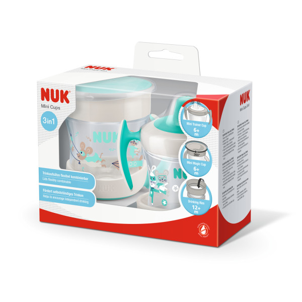 NUK Trinkbecher Mini Cups Set 3in1 160ml ab 6 M. minttürkis NUK Trinkbecher Mini Cups Set 3in1 160ml ab 6 M. minttürkis
