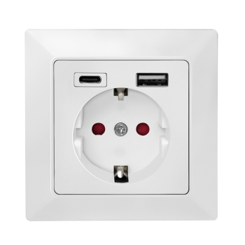 Logilink Unterputz-Steckdose, 1x CEE 73, 1x USB-A, 1x USB-C