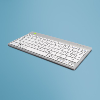 R-Go Tools Ergonomiczna R-Go Compact Break klawiatura, Bluetooth, z oprogramowaniem do robienia przerw, QWERTY (NORDIC), biała