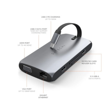 Satechi USB-C ON-THE-GO MULTIPORT ADAPTER 2020/2019/2018/2017/2016 MacBook Pro, 2020/2018 MacBook Air, 2020/2018 iPad