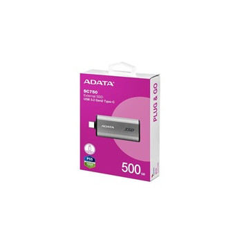 ADATA External SSD 500GB SC750, USB-C 3.2 Gen2, Černá