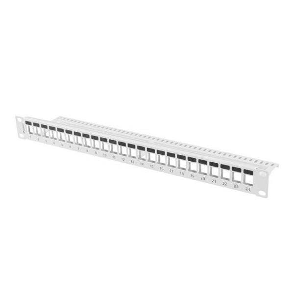 Patch panel pusty Lanberg PPKS-1024-S 24 port 1U 19" do modułów keystone szary Patch panel pusty Lanberg PPKS-1024-S 24 port 1U 19" do modułów keystone szary