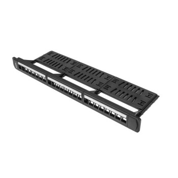 Patch panel pusty Lanberg PPKS-1124-B 24 port 1U 19" z organizerem do modułów keystone czarny