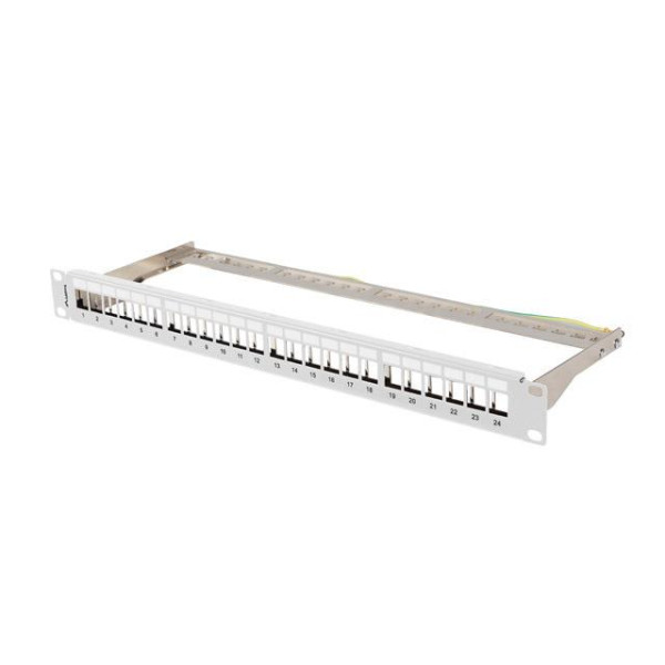 Patch panel pusty Lanberg PPKS-0924-S 24 port 1U 19" do modułów keystone szary Patch panel pusty Lanberg PPKS-0924-S 24 port 1U 19" do modułów keystone szary