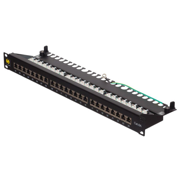 Patch panel 19" Netrack 24-porty kat. 6A FTP wyposażony Patch panel 19" Netrack 24-porty kat. 6A FTP wyposażony