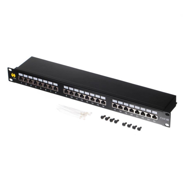 Patch panel 19'' Netrack 24-porty kat. 5e FTP, z półką Patch panel 19'' Netrack 24-porty kat. 5e FTP, z półką