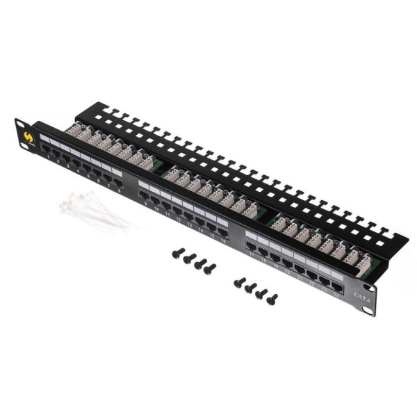 Patch panel 19'' Netrack 24-porty kat. 6 UTP, z półką Patch panel 19'' Netrack 24-porty kat. 6 UTP, z półką