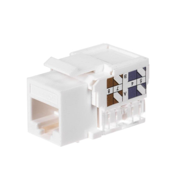 Moduł keystone Jack RJ45 UTP kat. 5e z zaciskiem, biały Netrack Moduł keystone Jack RJ45 UTP kat. 5e z zaciskiem, biały Netrack