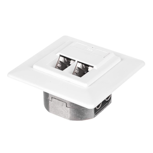 Gniazdo kompletne podtynkowe Netrack 2xRJ45 8p8c STP Cat5e Gniazdo kompletne podtynkowe Netrack 2xRJ45 8p8c STP Cat5e
