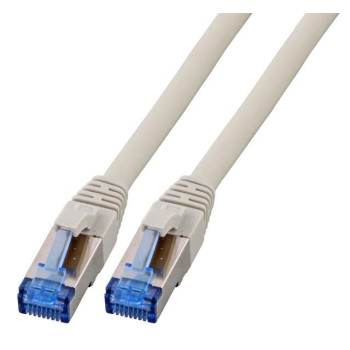 Patchkabel RJ45, CAT6A 500Mhz, 0.25m, grau, S-STP(S/FTP), TPE(Superflex), mit Cat.7 Rohkabel,