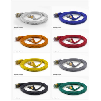 WantecWire FTP, extra flaches Patchkabel CAT6a, q1,6x6,5mm, blau, Länge 0,10 m