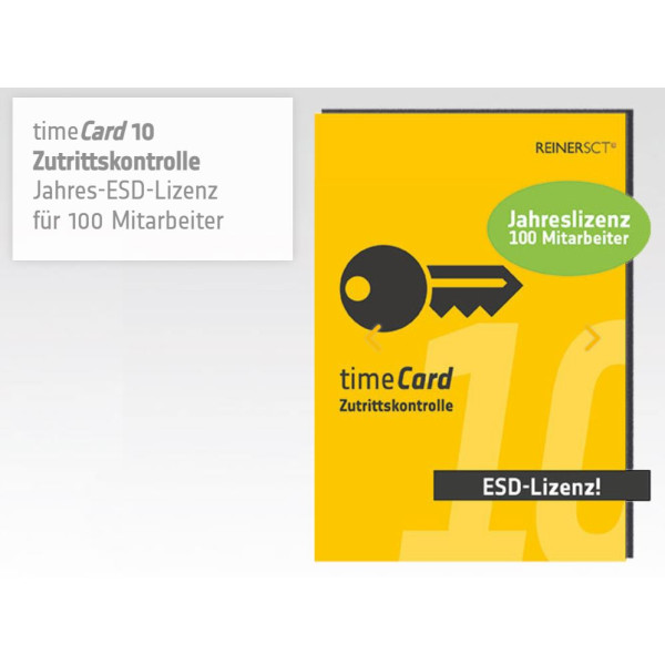 REINER SCT timeCard 10 Zutrittskontrolle Jahreslizenz 100 Mitarbeiter - ESD REINER SCT timeCard 10 Zutrittskontrolle Jahreslizenz 100 Mitarbeiter - ESD