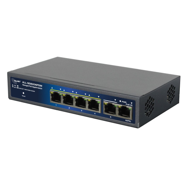 ALLNET Switch smart managed 6 Port Gigabit 95W / 4x PoE / 1x Gigabit / 1x PoE 90W BT In / "ALL-SG8206PDM" ALLNET Switch smart managed 6 Port Gigabit 95W / 4x PoE / 1x Gigabit / 1x PoE 90W BT In / "ALL-SG8206PDM"